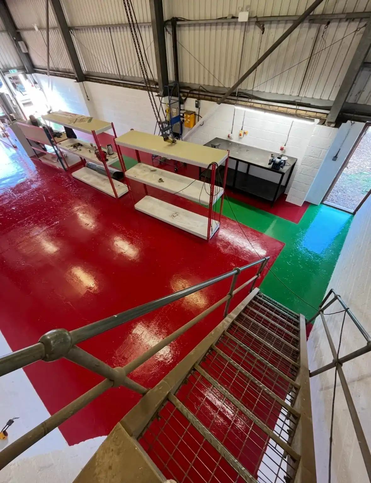 Freshly painted industrial floor