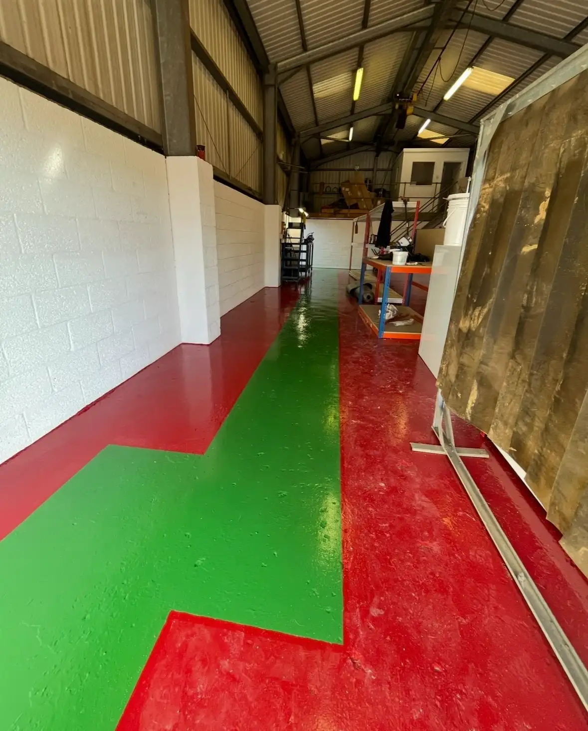 Industrial hallway painted